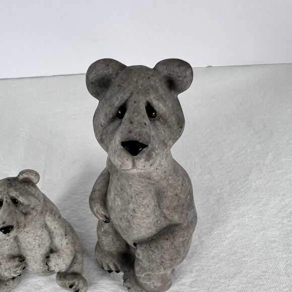 Vintage Bear Figurines Quarry Critters Set Of 2 Billy & Boo Cabin Decor - Picture 8 of 12
